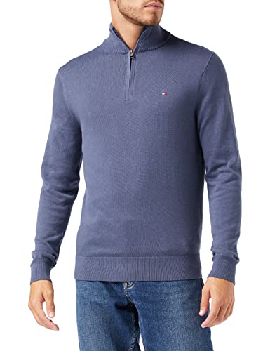 Tommy Hilfiger Herren PIMA ORG CTN Cashmere Zip Mock MW0MW28049 Halbzip-Sweater, Blau (Faded Indigo), M von Tommy Hilfiger