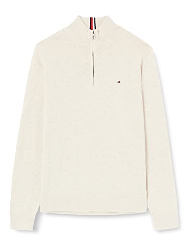 Tommy Hilfiger Herren PIMA ORG CTN Cashmere Zip Mock MW0MW28049 Halbzip-Sweater, Beige (Heathered Oatmilk), 3XL von Tommy Hilfiger