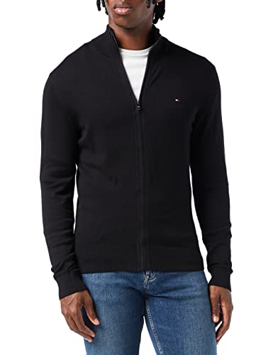 Tommy Hilfiger Herren Pima Org Ctn Cashmere Zip Thru Strickjacke, Black, M von Tommy Hilfiger