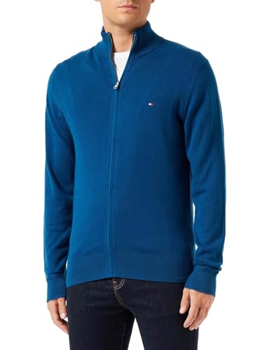 Tommy Hilfiger Herren Strickjacke Cardigan mit Reißverschluss Cashmere Zipper, Blau (Deep Indigo), XXL von Tommy Hilfiger