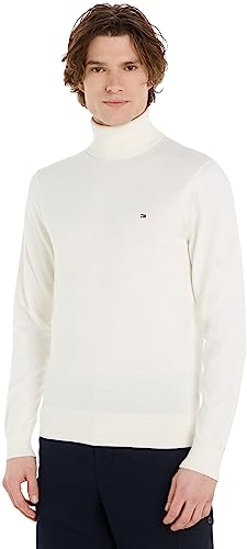 Tommy Hilfiger Herren Pullover Cashmere Roll Neck Rollkragen, Beige (Ancient White), L von Tommy Hilfiger