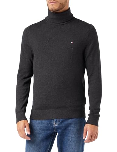 Tommy Hilfiger Herren Pullover Cashmere Roll Neck Rollkragen, Grau (Dark Grey Heather), L von Tommy Hilfiger