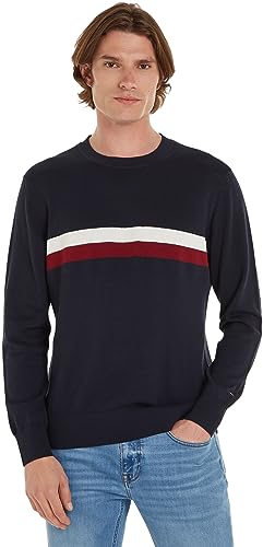 Tommy Hilfiger Herren Sweatshirt ohne Kapuze, Blau (Desert Sky), XL von Tommy Hilfiger