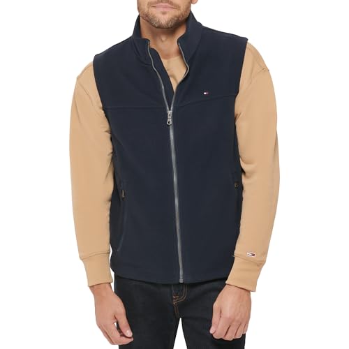 Tommy Hilfiger Herren Polar Vestpolar Fleece-Weste, Navy, Large von Tommy Hilfiger