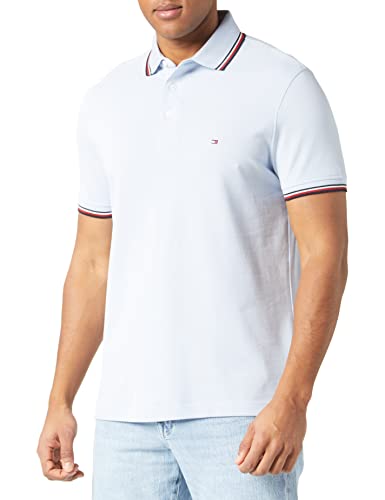 Tommy Hilfiger Herren Poloshirt Kurzarm 1985 RWB Tipped Slim Polo Slim Fit, Blau (Breezy Blue), L von Tommy Hilfiger