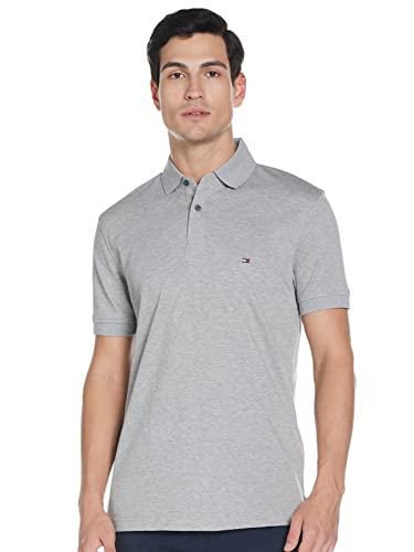 Tommy Hilfiger Herren Poloshirt Kurzarm 1985 Regular Fit, Grau (Medium Grey Heather), XL von Tommy Hilfiger