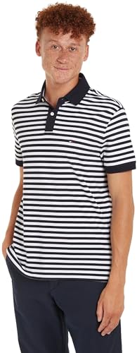 Tommy Hilfiger Herren Poloshirt Kurzarm 1985 Regular Polo Regular Fit, Mehrfarbig (Desert Sky / White), S von Tommy Hilfiger