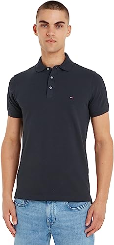 Tommy Hilfiger Herren Poloshirt Kurzarm 1985 Slim Fit, Blau (Desert Sky), XS von Tommy Hilfiger