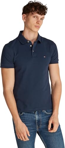 Tommy Hilfiger Herren Poloshirt Kurzarm 1985 Slim Fit, Blau (Night Sky), XS von Tommy Hilfiger
