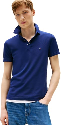 Tommy Hilfiger Herren Poloshirt Kurzarm 1985 Slim Fit, Blau (Preppy Navy), XXL von Tommy Hilfiger