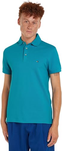 Tommy Hilfiger Herren Poloshirt Kurzarm 1985 Slim Slim Fit, Blau (Surf Blue), M von Tommy Hilfiger