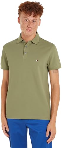 Tommy Hilfiger Herren Poloshirt Kurzarm 1985 Slim Slim Fit, Grün (Faded Olive), M von Tommy Hilfiger