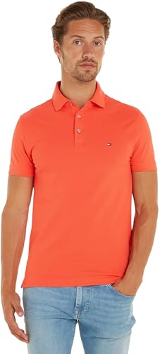 Tommy Hilfiger Herren Poloshirt Kurzarm 1985 Slim Slim Fit, Orange (Sun Kissed), L von Tommy Hilfiger