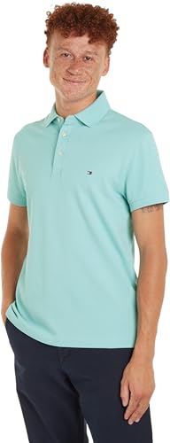 Tommy Hilfiger Herren Poloshirt Kurzarm 1985 Slim Slim Fit, Türkis (Tradewinds Aqua), XXXL von Tommy Hilfiger