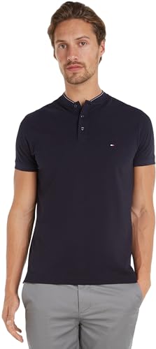 Tommy Hilfiger Herren Poloshirt Kurzarm Baseball Slim Fit, Blau (Desert Sky), XS von Tommy Hilfiger