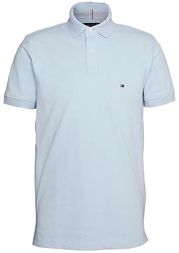 Tommy Hilfiger Herren Poloshirt Kurzarm Baumwolle Pique Regular Fit Kollektion 2024, (2024) Breezy Blue, XX-Large von Tommy Hilfiger