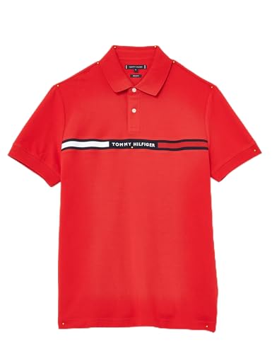 Tommy Hilfiger Herren Poloshirt Kurzarm Chest Insert Regular Fit, Rot (Primary Red), S von Tommy Hilfiger