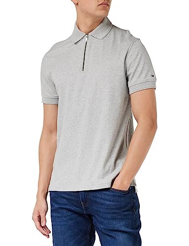 Tommy Hilfiger Herren Poloshirt Kurzarm DC Interlock Slim Fit, Grau (Light Grey Heather), L von Tommy Hilfiger