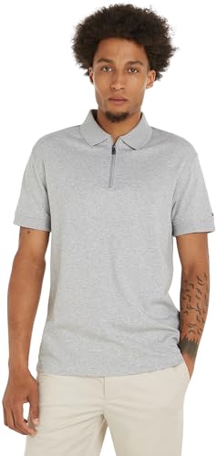 Tommy Hilfiger Herren Poloshirt Kurzarm DC Interlock Slim Fit, Grau (Light Grey Heather), XS von Tommy Hilfiger