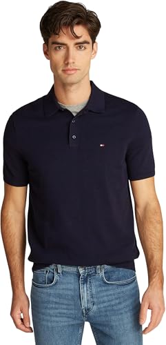 Tommy Hilfiger Herren Poloshirt Kurzarm Essential Cotton Knitted Dick, Blau (Desert Sky), M von Tommy Hilfiger