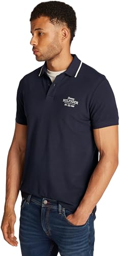 Tommy Hilfiger Herren Poloshirt Kurzarm Left Chest Graphic Regular Fit, Blau (Desert Sky), XXL von Tommy Hilfiger