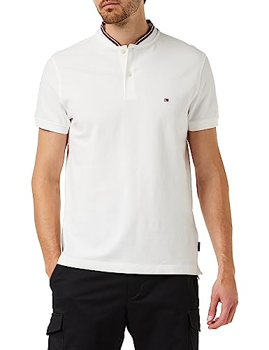 Tommy Hilfiger Herren Poloshirt Kurzarm Mao Collar Slim Fit, Weiß (White), L von Tommy Hilfiger