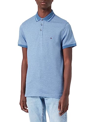 Tommy Hilfiger Herren Poloshirt Kurzarm Pretwist Mouline Slim Fit, Blau (Blue Coast/Weathered White Moulin), M von Tommy Hilfiger