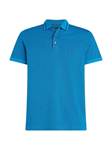 Tommy Hilfiger Herren Poloshirt Kurzarm Pretwist Mouline Slim Fit, Blau (Shocking Blue/Desert Sky Moulin), M von Tommy Hilfiger