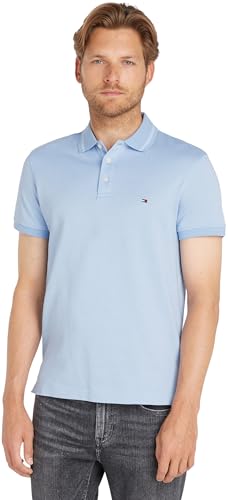 Tommy Hilfiger Herren Poloshirt Kurzarm Pretwist Mouline Slim Fit, Blau (Vessel Blue/White Moulin), M von Tommy Hilfiger