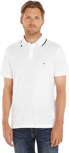 Tommy Hilfiger Herren Poloshirt Kurzarm RBW Jersey Regular Fit, Weiß (White), S von Tommy Hilfiger