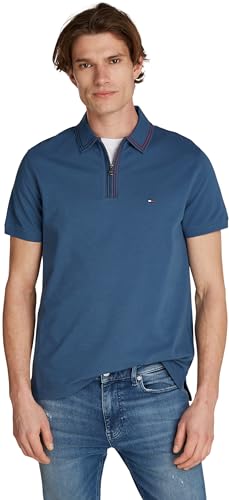 Tommy Hilfiger Herren Poloshirt Kurzarm Regular Fit, Blau (Aegean Sea), XS von Tommy Hilfiger