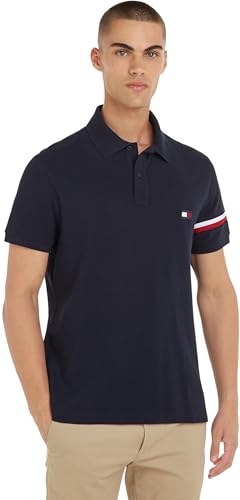 Tommy Hilfiger Herren Poloshirt Kurzarm Regular Fit, Blau (Desert Sky), XS von Tommy Hilfiger