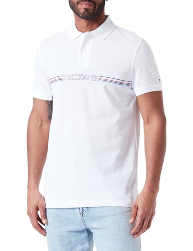 Tommy Hilfiger Herren Poloshirt Kurzarm Regular Fit, Weiß (White), L von Tommy Hilfiger