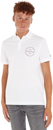 Tommy Hilfiger Herren Poloshirt Kurzarm Regular Fit, Weiß (White), L von Tommy Hilfiger