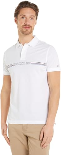 Tommy Hilfiger Herren Poloshirt Kurzarm Regular Fit, Weiß (White), S von Tommy Hilfiger