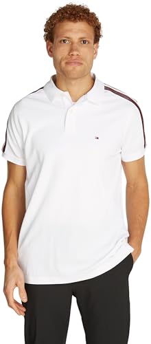 Tommy Hilfiger Herren Poloshirt Kurzarm Regular Fit, Weiß (White), XS von Tommy Hilfiger