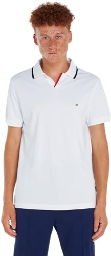 Tommy Hilfiger Herren Poloshirt Kurzarm Rwb Tipped V Collar Reg Polo Regular Fit, Weiß (White), S von Tommy Hilfiger