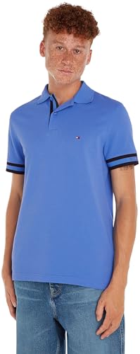 Tommy Hilfiger Herren Monotype Cuff Slim Fit Mw0mw34737 Kurzarm Poloshirts, Blau (Blue Spell), 3XL Große Größen Tall EU von Tommy Hilfiger