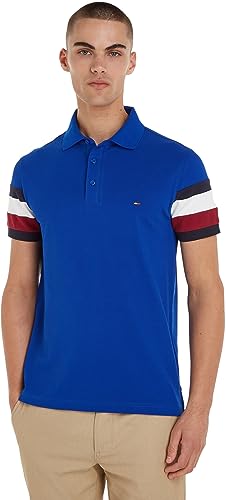 Tommy Hilfiger Herren Poloshirt Kurzarm Slim Fit, Blau (Ultra Blue), L von Tommy Hilfiger