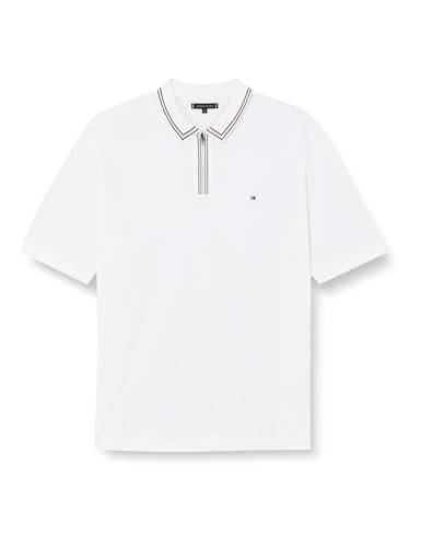 Tommy Hilfiger Herren Poloshirt Kurzarm Zip mit Reißverschluss, Weiß (White), 3XL von Tommy Hilfiger
