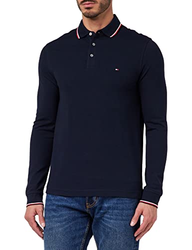Tommy Hilfiger Herren Poloshirt Langarm 1985 Rwb Tipped Slim Ls Polo Slim Fit, Blau (Desert Sky), XL von Tommy Hilfiger