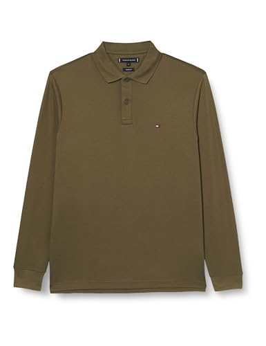 Tommy Hilfiger Herren Poloshirt Langarm Liquid Cotton Regular Fit, Mehrfarbig (Army Green), 3XL von Tommy Hilfiger