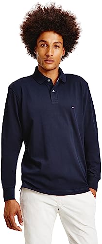 Tommy Hilfiger Herren Poloshirt Langarm Regular Basic, Blau (Desert Sky), XXL von Tommy Hilfiger