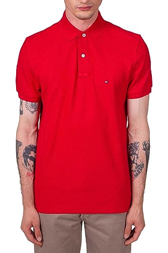 Tommy Hilfiger - Herren Poloshirt Regular Flag, rot, Large von Tommy Hilfiger