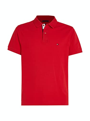 Tommy Hilfiger Herren Poloshirt mit Label-Detail (as3, Alpha, l, Regular, Regular, Primary Red), (MW0MW31684) von Tommy Hilfiger