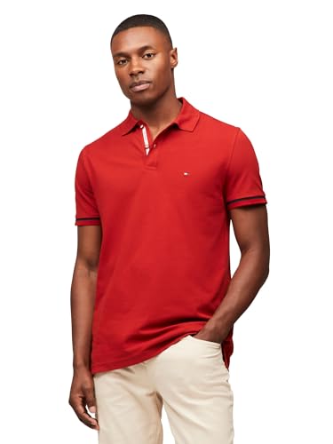 Tommy Hilfiger Herren Poloshirts Kurzarm Casual Regular Fit mit Stretch und Manschette Designs, Dark Magma, Klein von Tommy Hilfiger