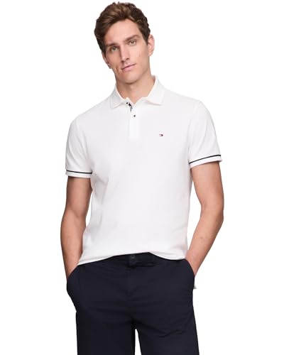 Tommy Hilfiger Herren Poloshirts Kurzarm Casual Regular Fit mit Stretch und Manschette Designs, Weiss/opulenter Garten, L von Tommy Hilfiger
