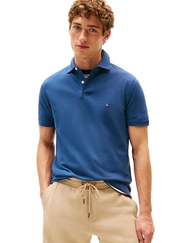 Tommy Hilfiger Herren Poloshirts Kurzarm in Regular Fit mit Stretch und Bio-Piqué-Baumwolle, Ägäis, XX-Large von Tommy Hilfiger