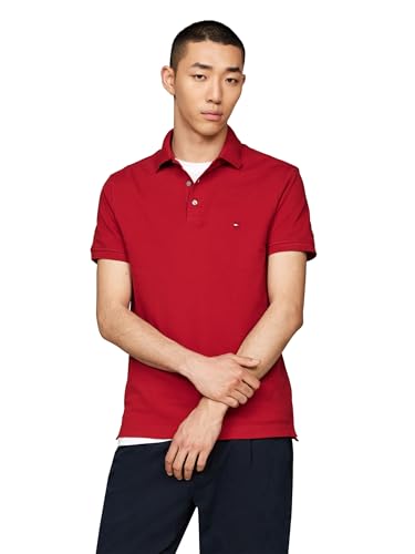 Tommy Hilfiger Herren Poloshirts Kurzarm in Regular Fit mit Stretch und Bio-Piqué-Baumwolle, Dark Magma, XL von Tommy Hilfiger