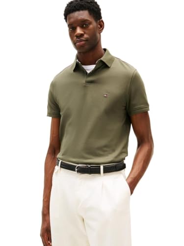Tommy Hilfiger Herren Poloshirts Kurzarm in Regular Fit mit Stretch und Bio-Piqué-Baumwolle, Grün (Army Green), Mittel von Tommy Hilfiger